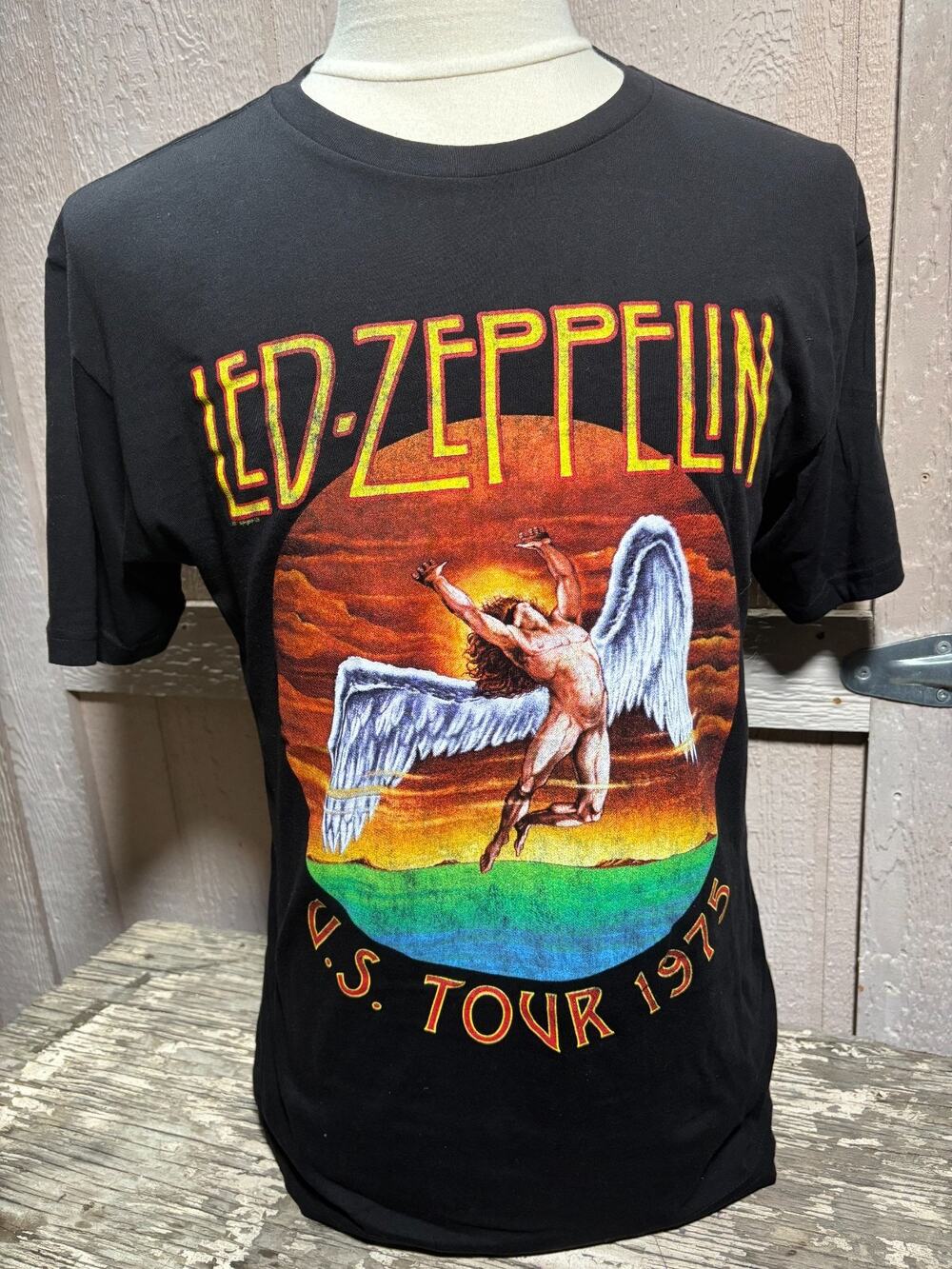 Led Zeppelin Black Shirt Size Large Official 1975 Tour Vintage House of the Holy